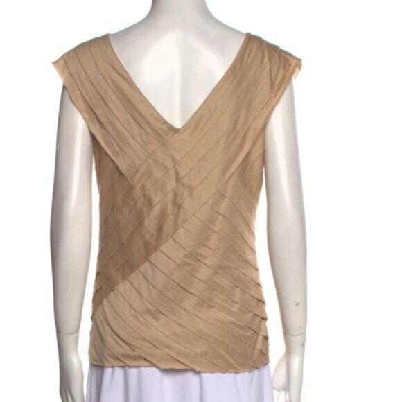 Ralph Lauren Black Label Asymmetrical Pleated Layer V Neck Blouse - Picture 13 of 16